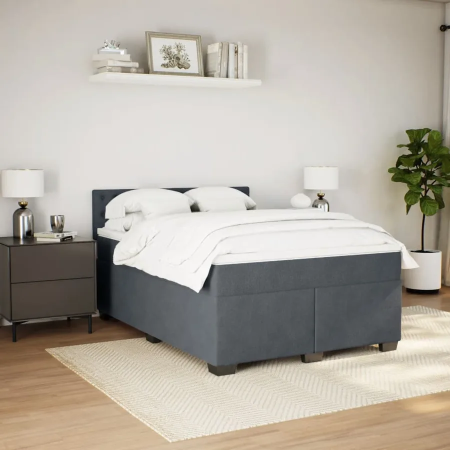 Sommier à lattes de lit et matelas Gris foncé 140x200cm Velours - 3
