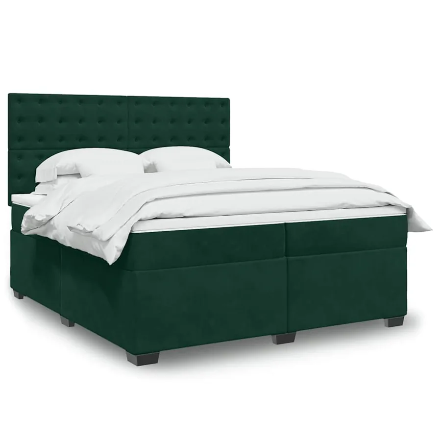 Sommier à lattes de lit et matelas Vert foncé 180x200cm Velours