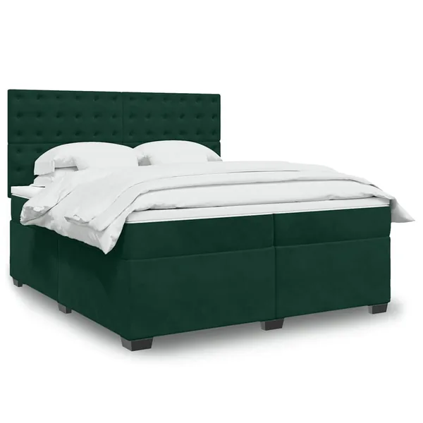 Sommier à lattes de lit et matelas Vert foncé 180x200cm Velours