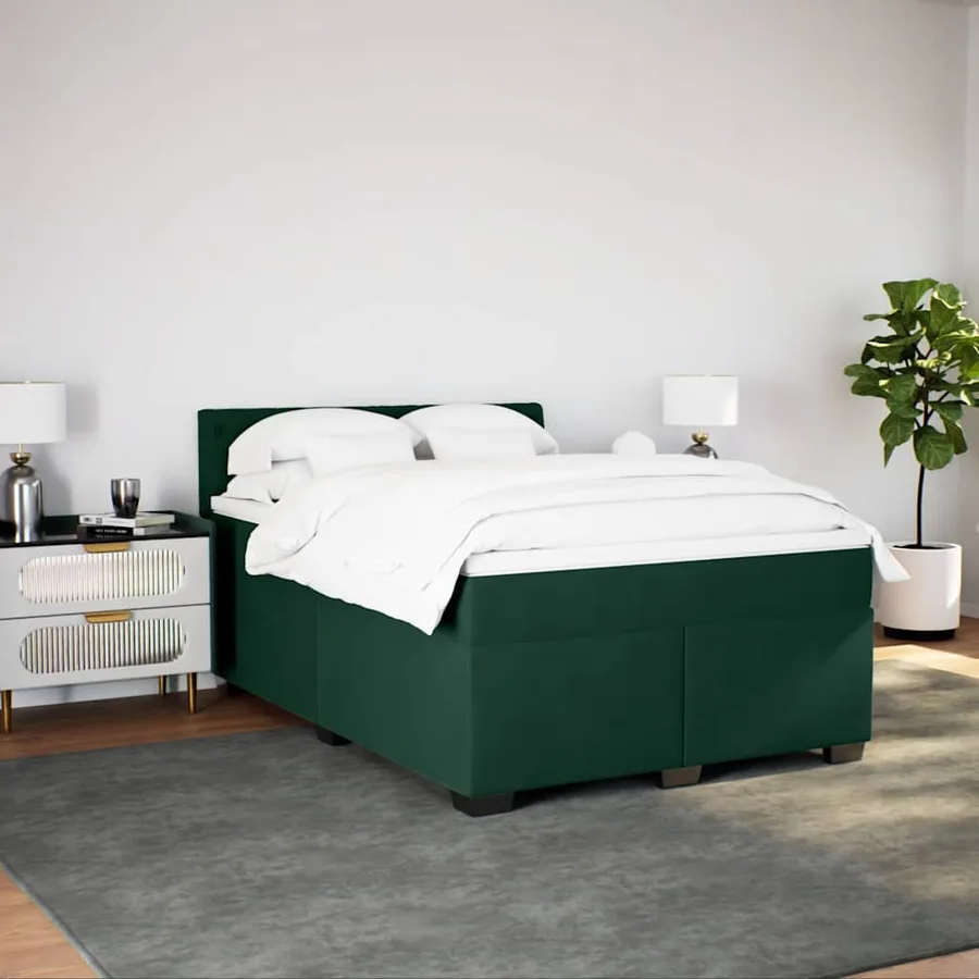 Sommier à lattes de lit et matelas Vert foncé 160x200cm Velours - 3