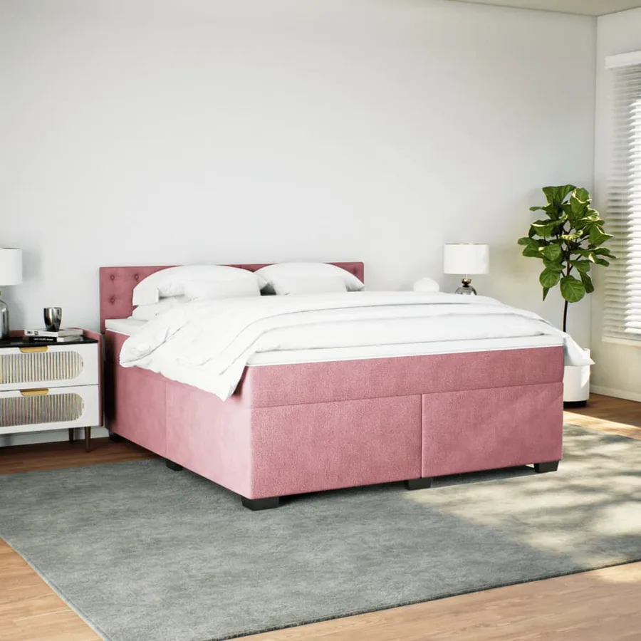 Sommier à lattes de lit avec matelas Rose 180x200 cm Velours - 5