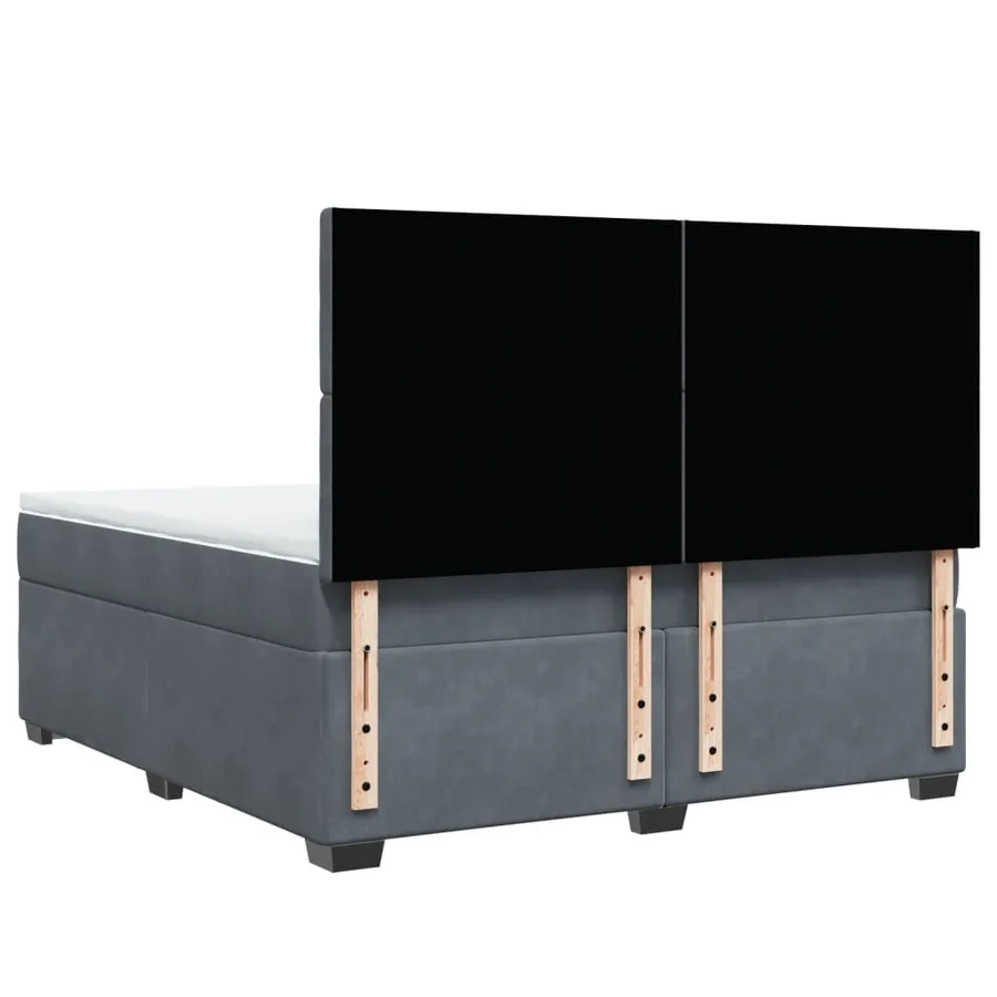 Sommier à lattes de lit et matelas Gris foncé 180x200cm Velours - 12