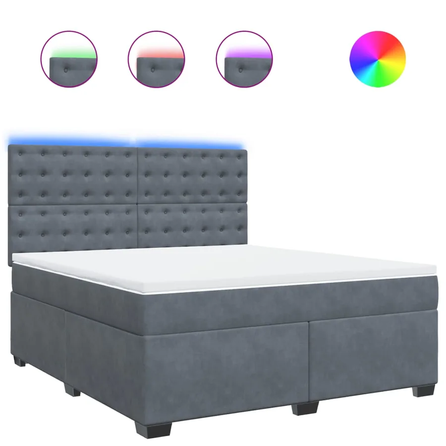 Sommier à lattes de lit et matelas Gris foncé 180x200cm Velours - 2
