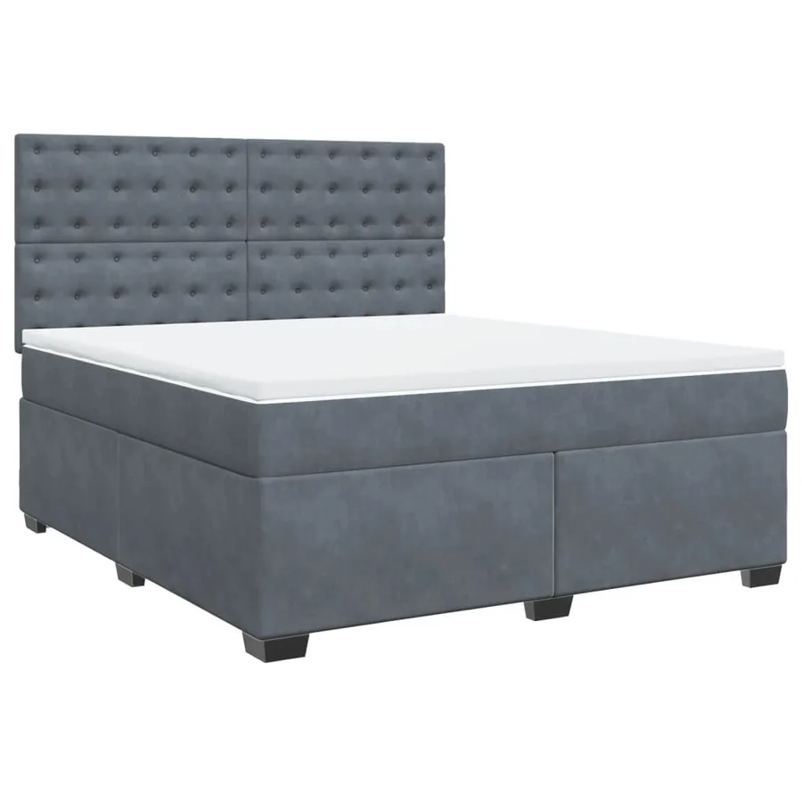 Sommier à lattes de lit et matelas Gris foncé 180x200cm Velours - 3