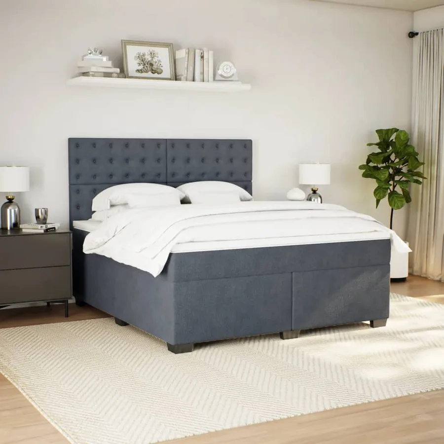 Sommier à lattes de lit et matelas Gris foncé 180x200cm Velours - 5