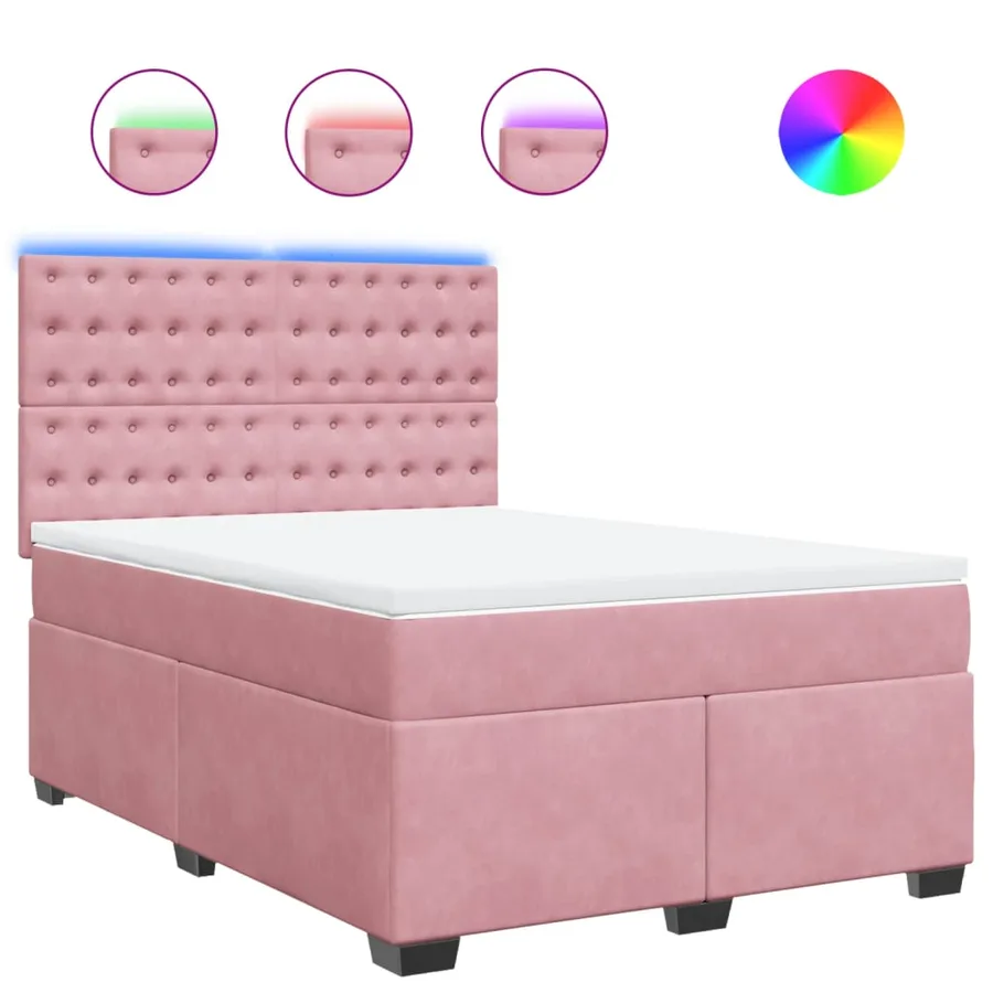 Sommier à lattes de lit avec matelas Rose 140x200 cm Velours - 2