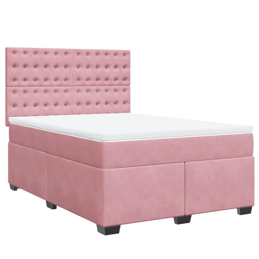 Sommier à lattes de lit avec matelas Rose 140x200 cm Velours - 3