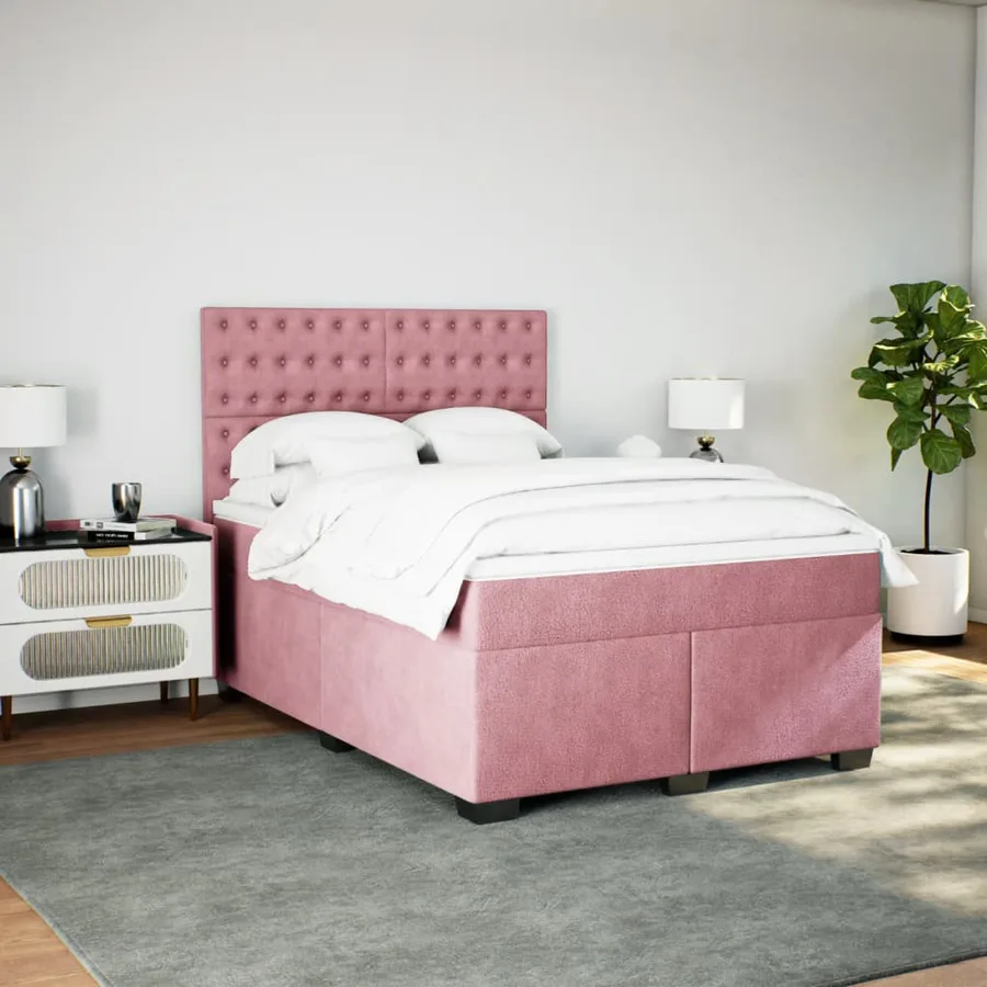 Sommier à lattes de lit avec matelas Rose 140x200 cm Velours - 4