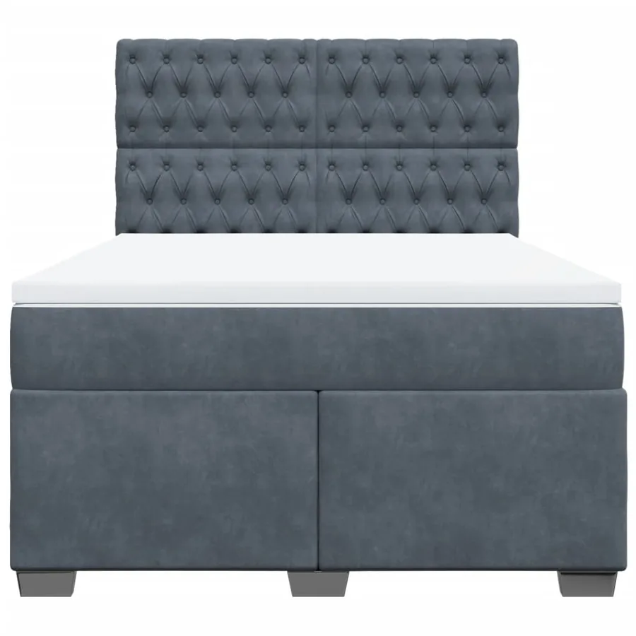 Sommier à lattes de lit et matelas Gris foncé 160x200cm Velours - 4