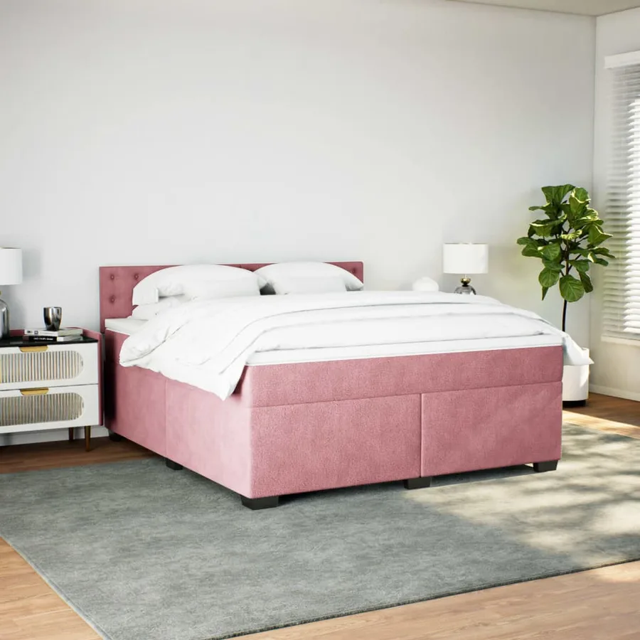 Sommier à lattes de lit avec matelas Rose 180x200 cm Velours - 3