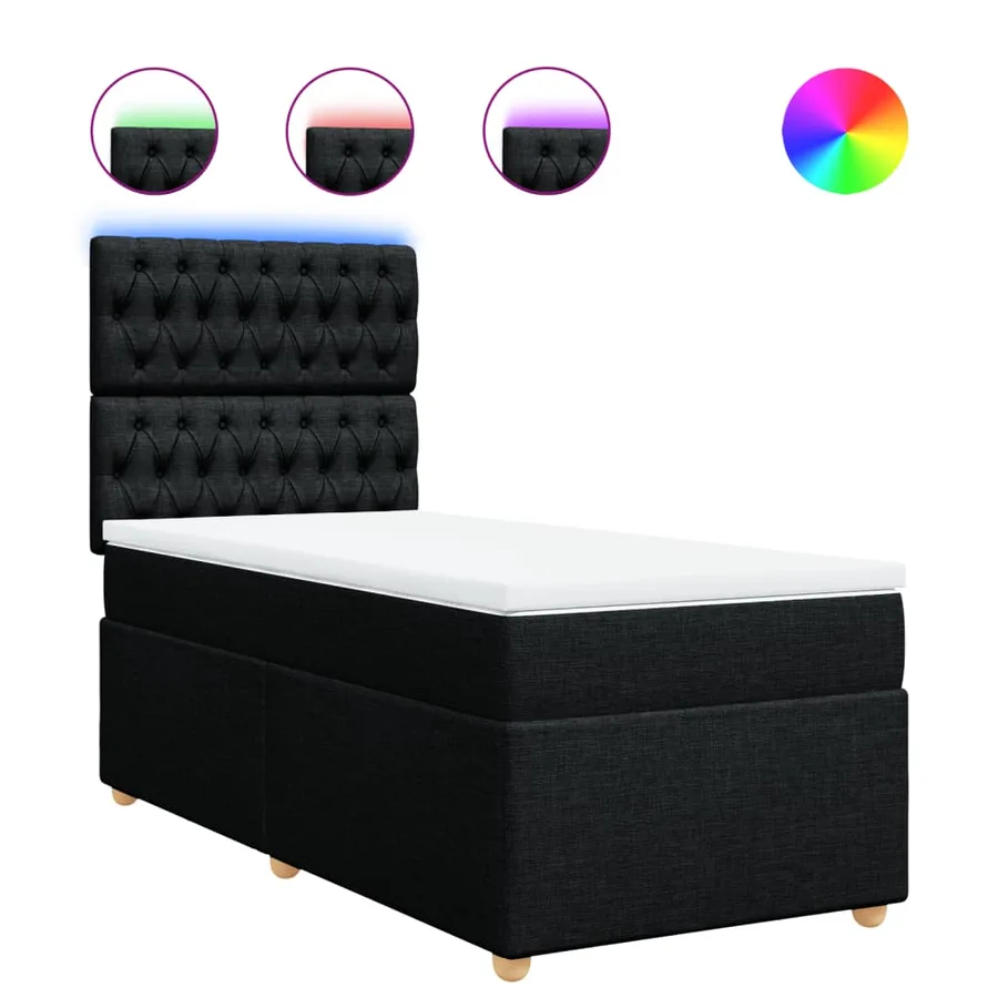 Sommier à lattes de lit avec matelas Noir 90x190 cm Tissu - 2