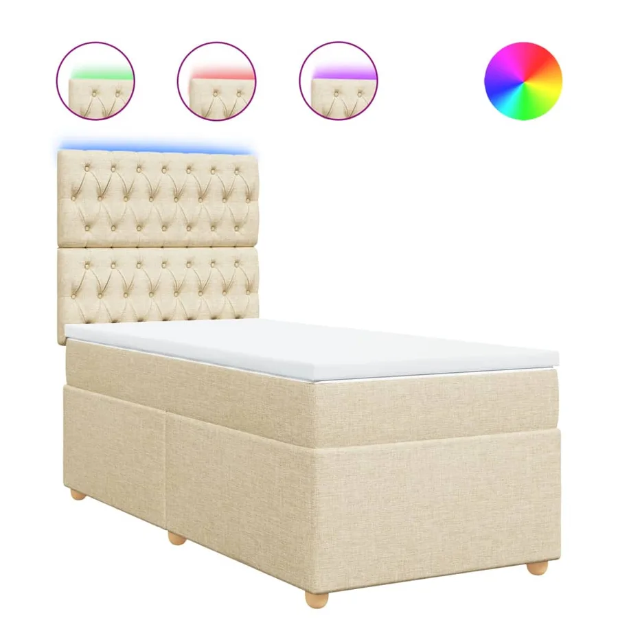 Sommier à lattes de lit avec matelas Crème 80x200 cm Tissu - 2