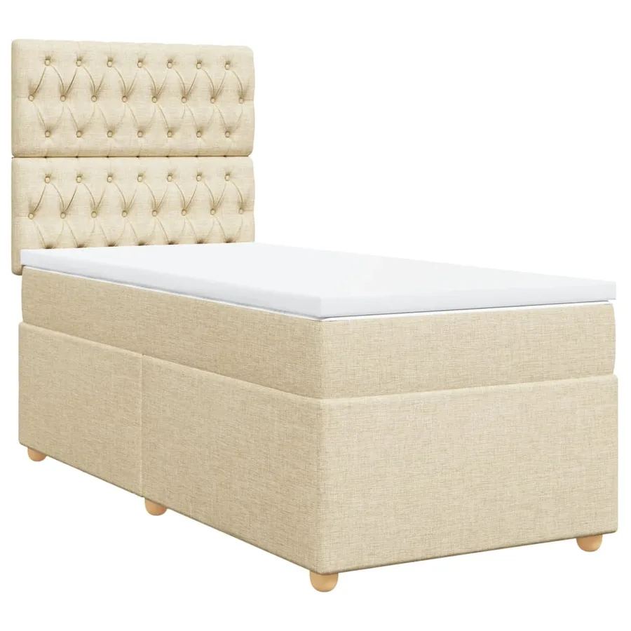 Sommier à lattes de lit avec matelas Crème 80x200 cm Tissu - 3