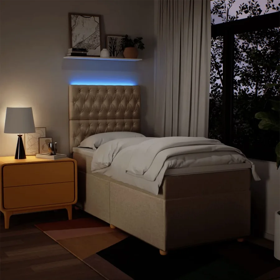 Sommier à lattes de lit avec matelas Crème 80x200 cm Tissu - 4