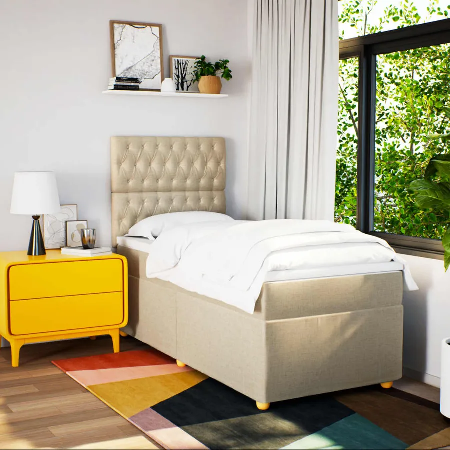 Sommier à lattes de lit avec matelas Crème 80x200 cm Tissu - 5