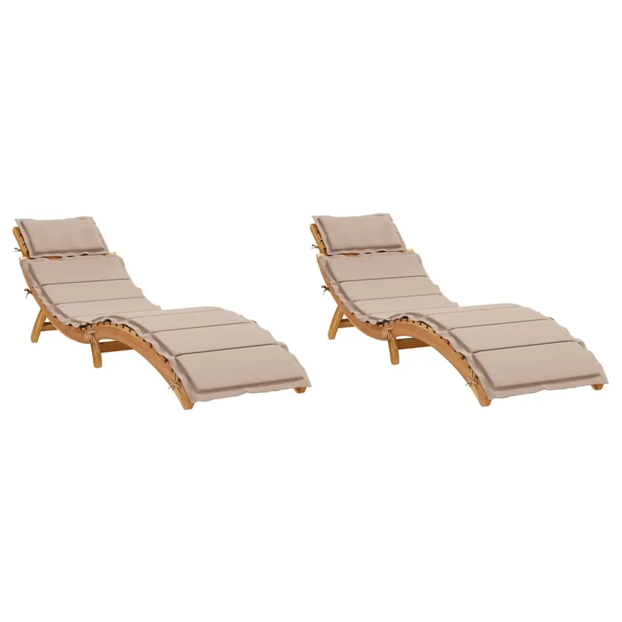 Sun loungers and cushions 2 pcs Dark grey Solid acacia wood - 20