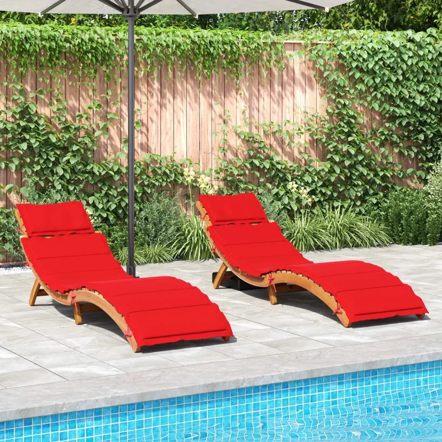 Sun loungers and cushions 2 pcs Dark grey Solid acacia wood - 39