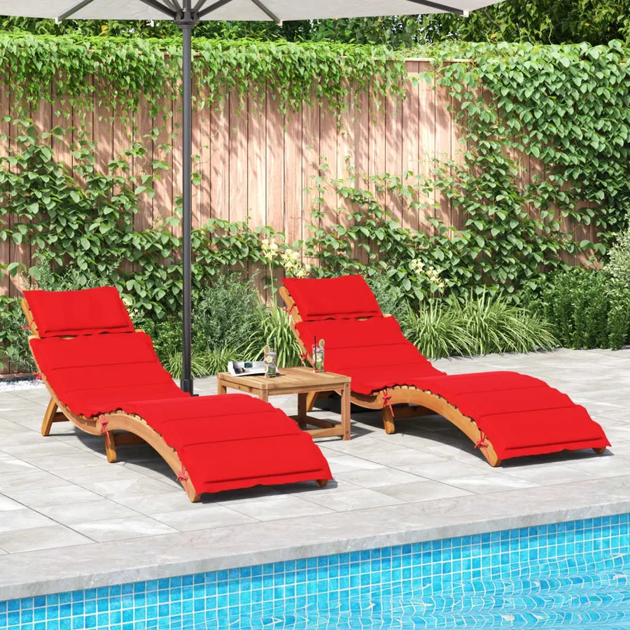 Sun loungers and cushions 2 pcs Dark grey Solid acacia wood - 41