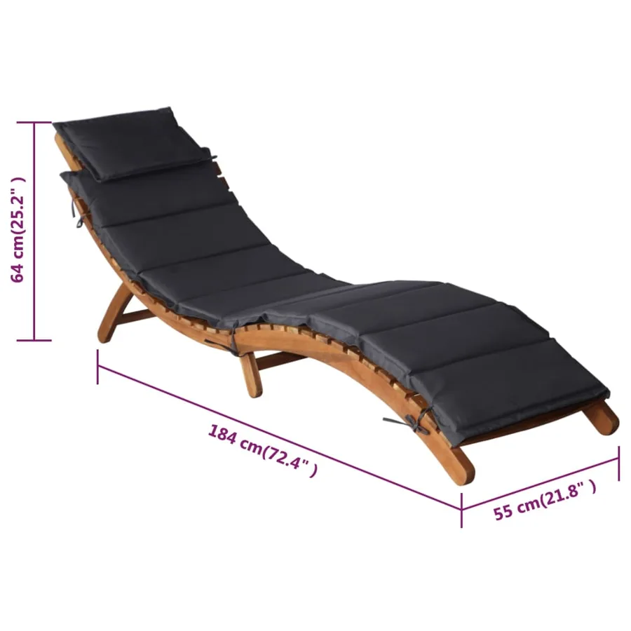 Sun loungers and cushions 2 pcs Dark grey Solid acacia wood - 9