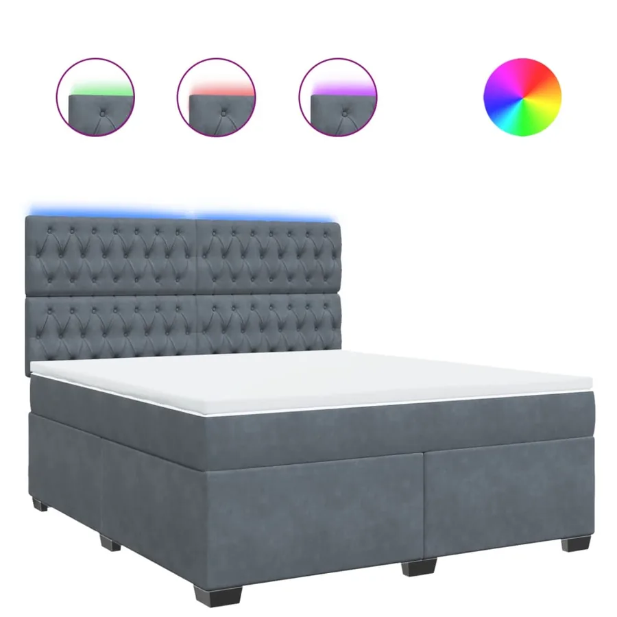 Sommier à lattes de lit et matelas Gris foncé 180x200cm Velours - 2