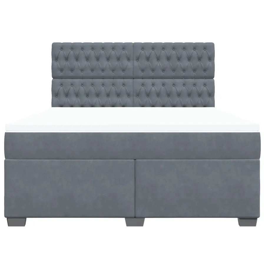 Sommier à lattes de lit et matelas Gris foncé 180x200cm Velours - 6