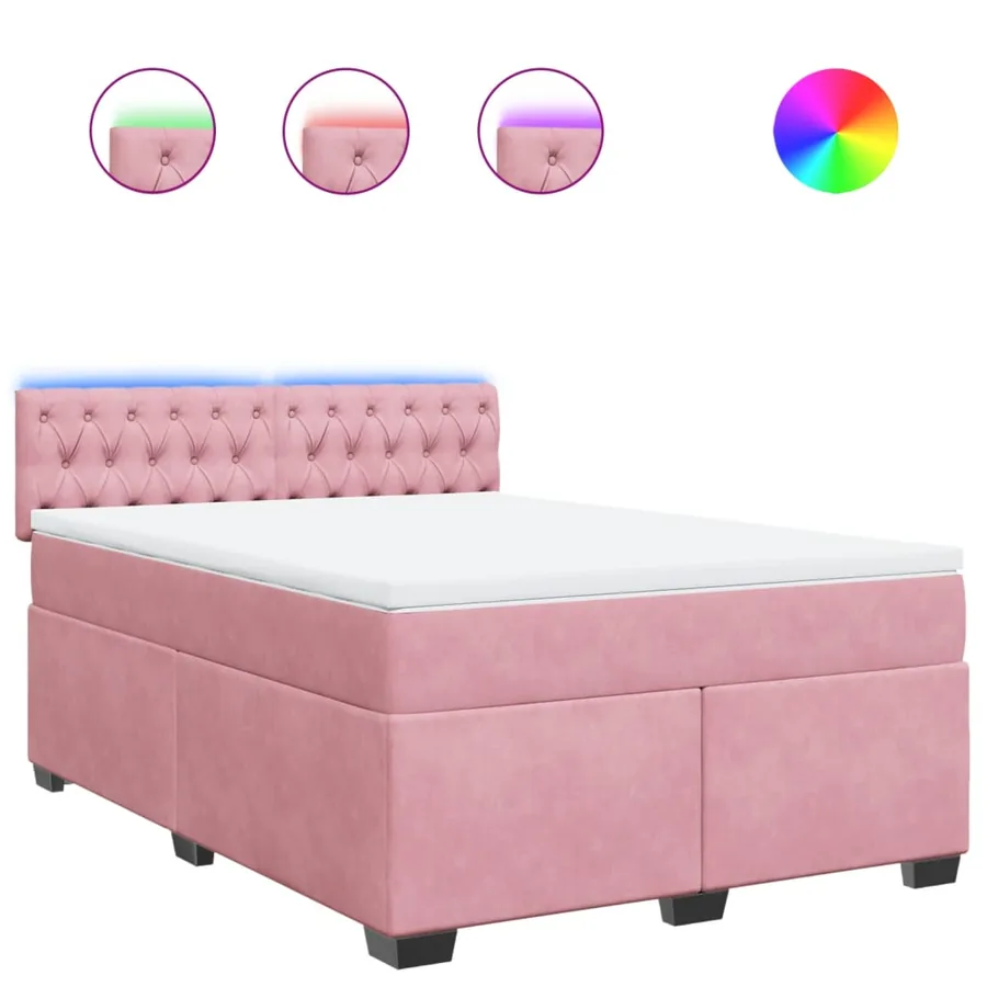 Sommier à lattes de lit avec matelas Rose 140x200 cm Velours - 2