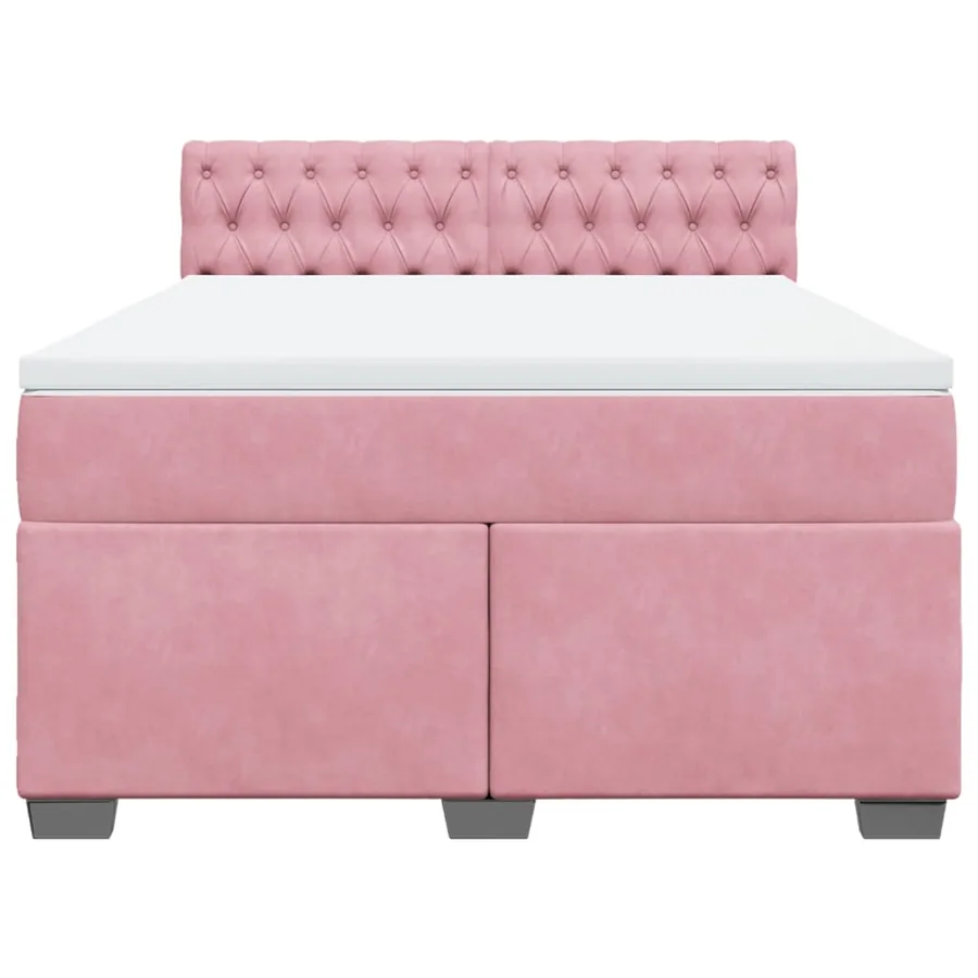 Sommier à lattes de lit et matelas rose foncé 140x200cm velours - 4