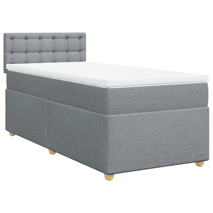 Sommier à lattes de lit et matelas Gris clair 90x190 cm Tissu - 2
