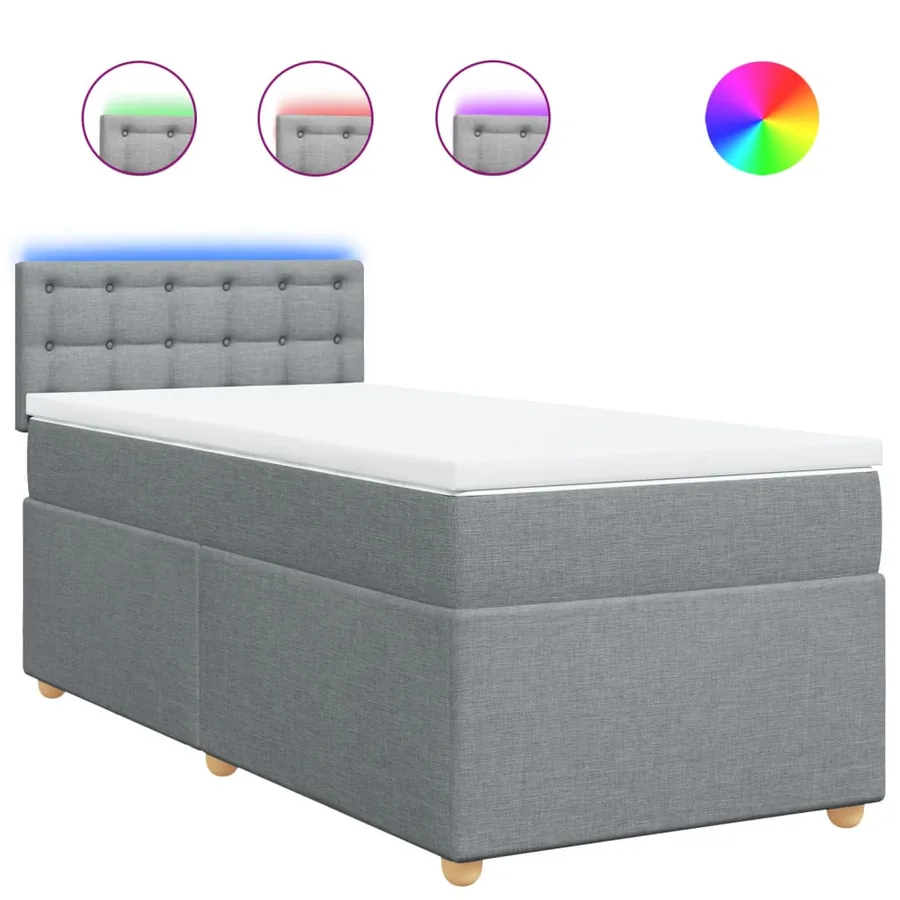 Sommier à lattes de lit et matelas Gris clair 90x190 cm Tissu - 2