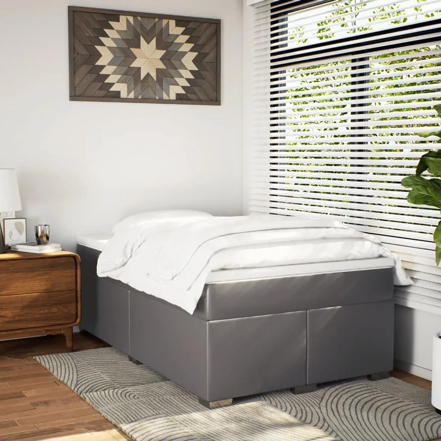 Sommier à lattes de lit avec matelas Gris 120x200 cm Similicuir - 3