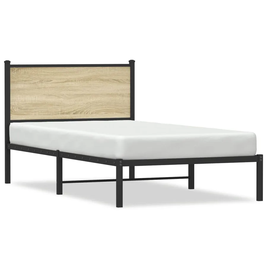 Cadre de lit en métal sans matelas chêne sonoma 100x200 cm - 2