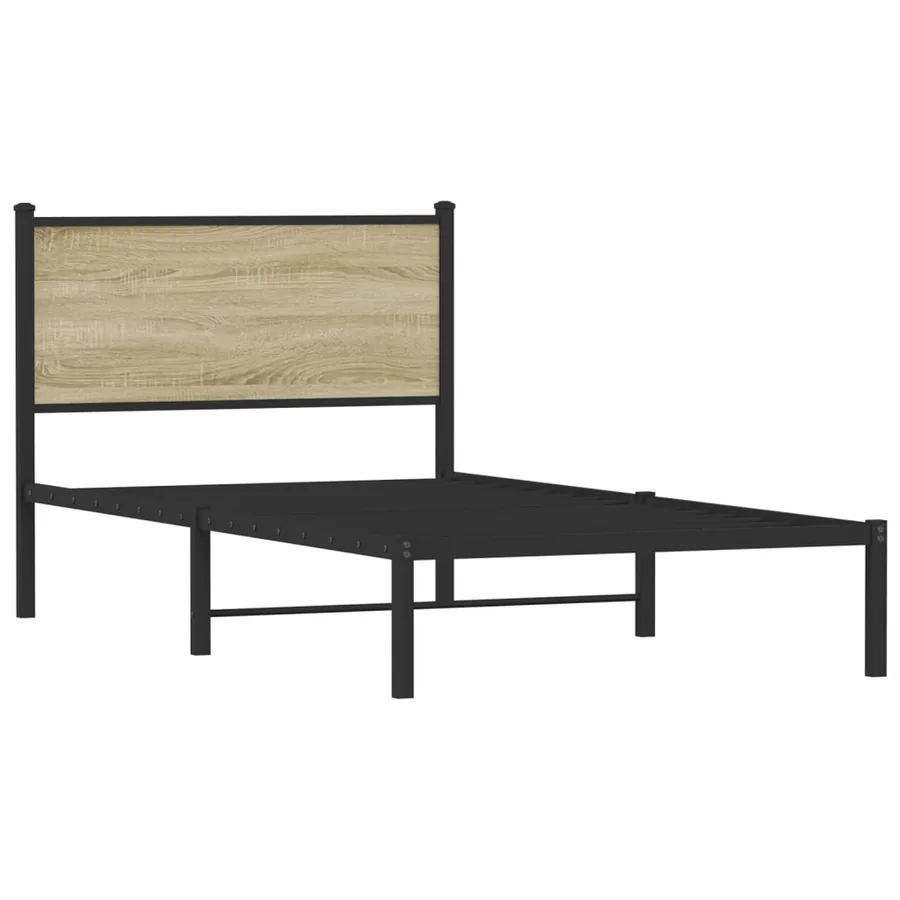 Cadre de lit en métal sans matelas chêne sonoma 100x200 cm - 3