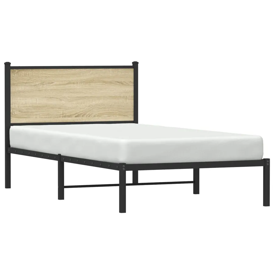 Cadre de lit en métal sans matelas chêne sonoma 100x200 cm - 4