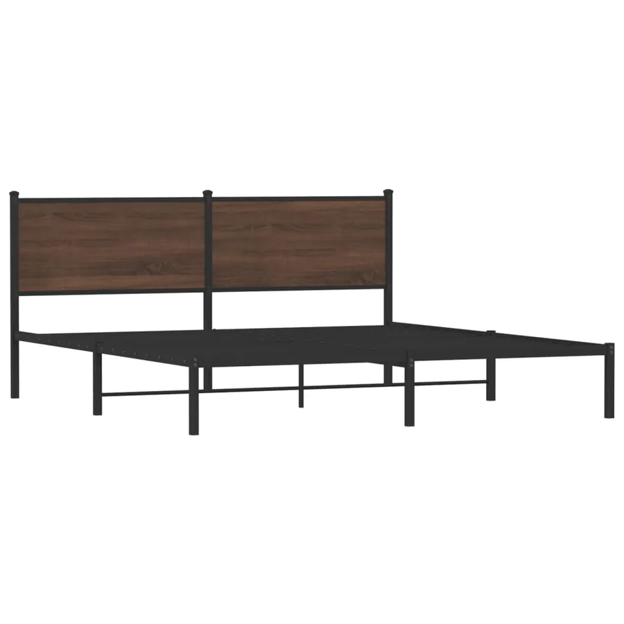 Cadre de lit en métal sans matelas chêne marron 183x213 cm - 3