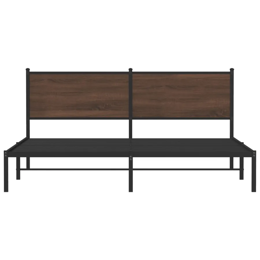 Cadre de lit en métal sans matelas chêne marron 183x213 cm - 5