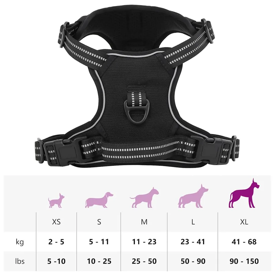 Harnais pour chien et bandes réfléchissantes réglables noir XL - 11