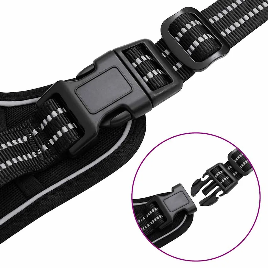 Harnais pour chien et bandes réfléchissantes réglables noir XL - 8