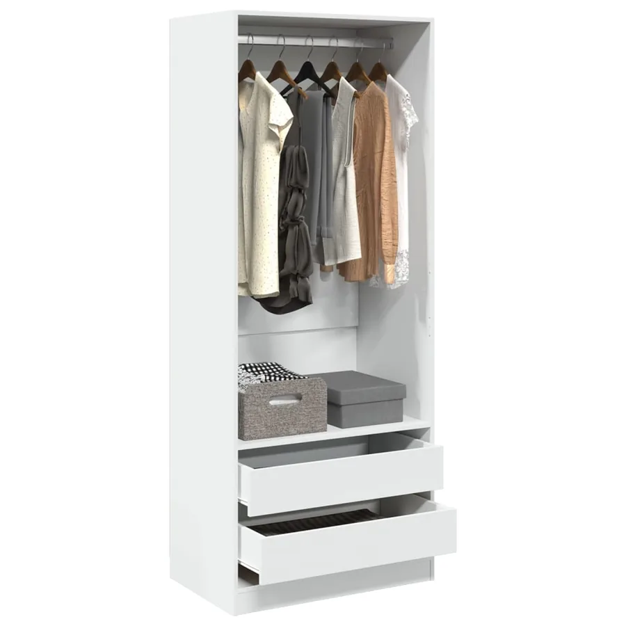 Garde-robe blanc 80x50x200 cm bois d'ingénierie