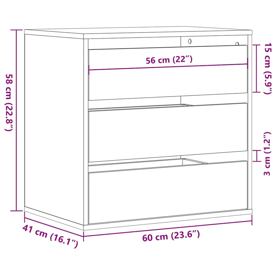 Commode d'angle noir 60x41x58 cm bois d'ingénierie - 8
