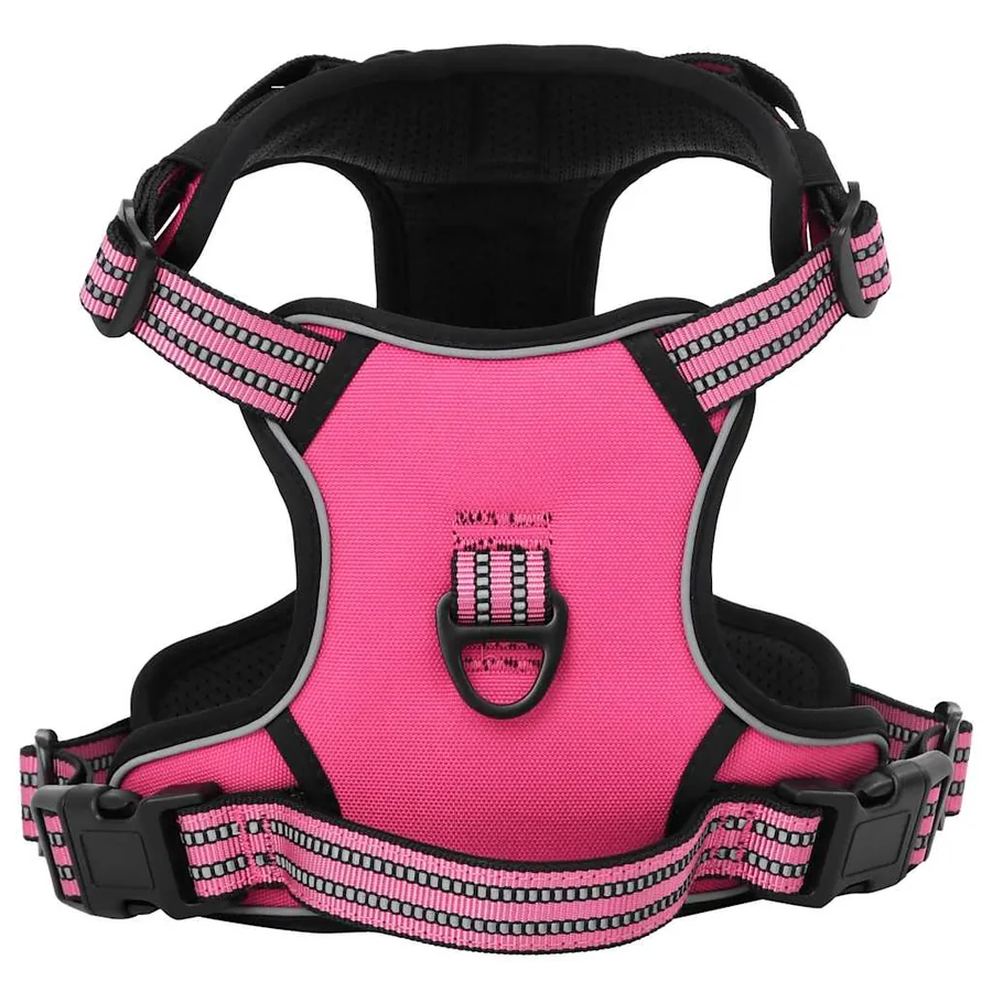 Harnais pour chien avec laisse et collier réglables rose L - 2