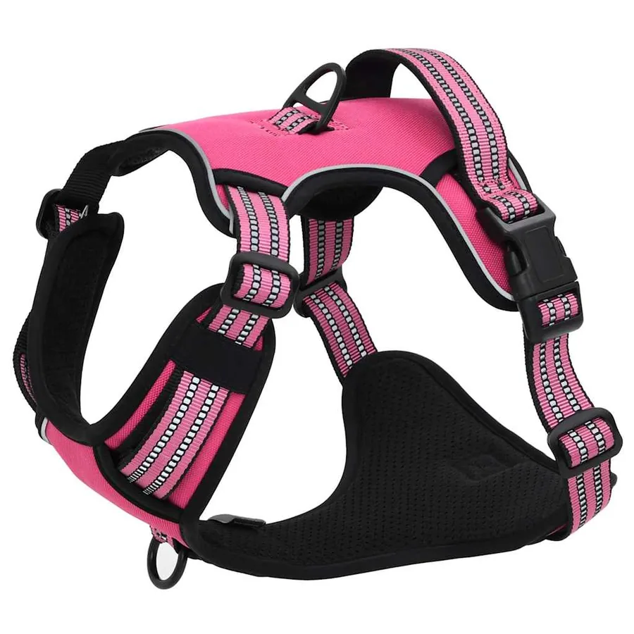 Harnais pour chien avec laisse et collier réglables rose L - 8