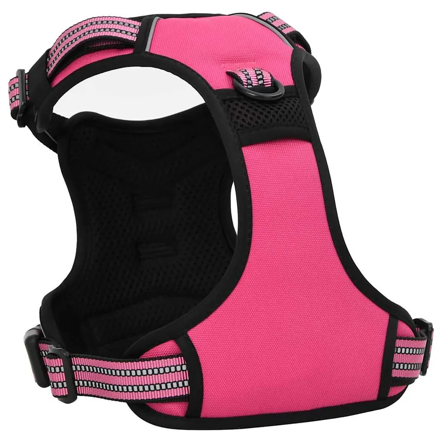 Harnais pour chien avec laisse et collier réglables rose L - 9