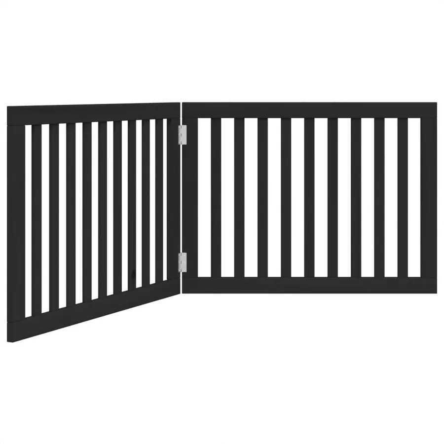 Barrière pour chien pliable 2 panneaux noir bois de peuplier - 2
