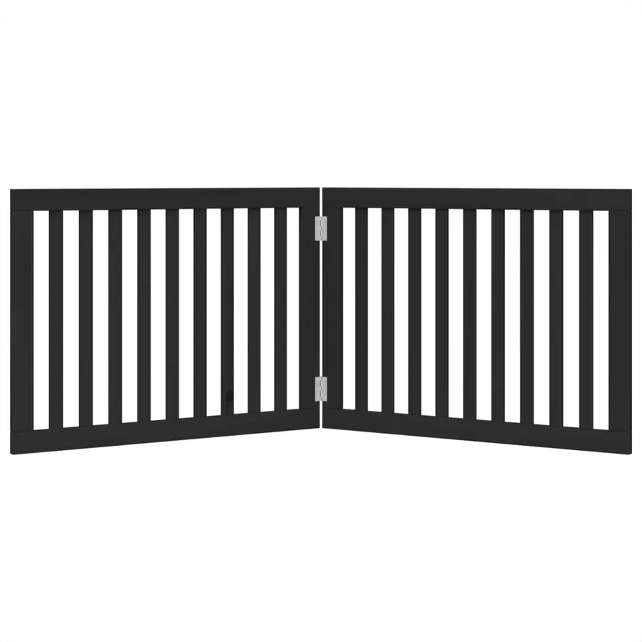 Barrière pour chien pliable 2 panneaux noir bois de peuplier - 4