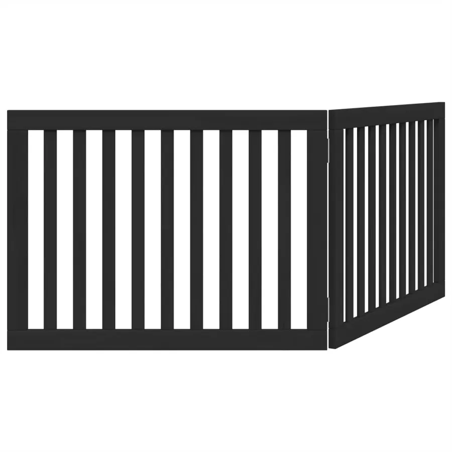 Barrière pour chien pliable 2 panneaux noir bois de peuplier - 6