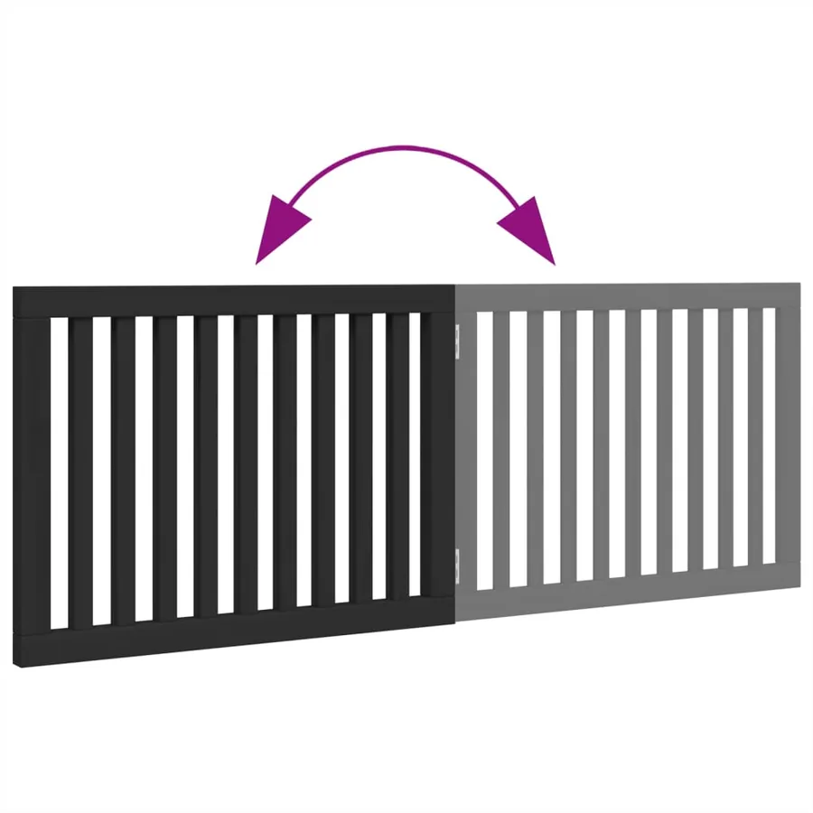 Barrière pour chien pliable 2 panneaux noir bois de peuplier - 7