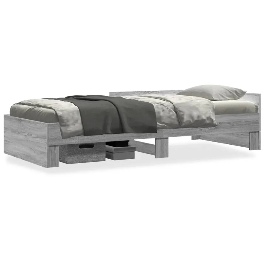 Cadre de lit sans matelas sonoma gris 75x190 cm - 2