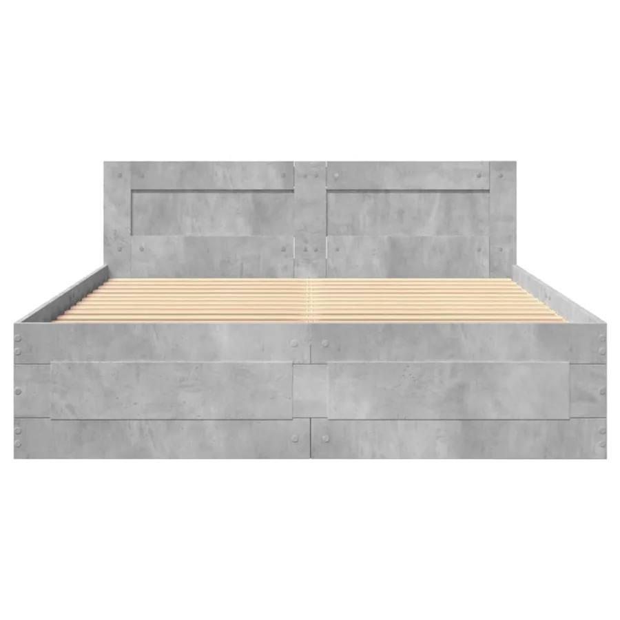 Cadre de lit et tête de lit sans matelas gris béton 120x190 cm - 5