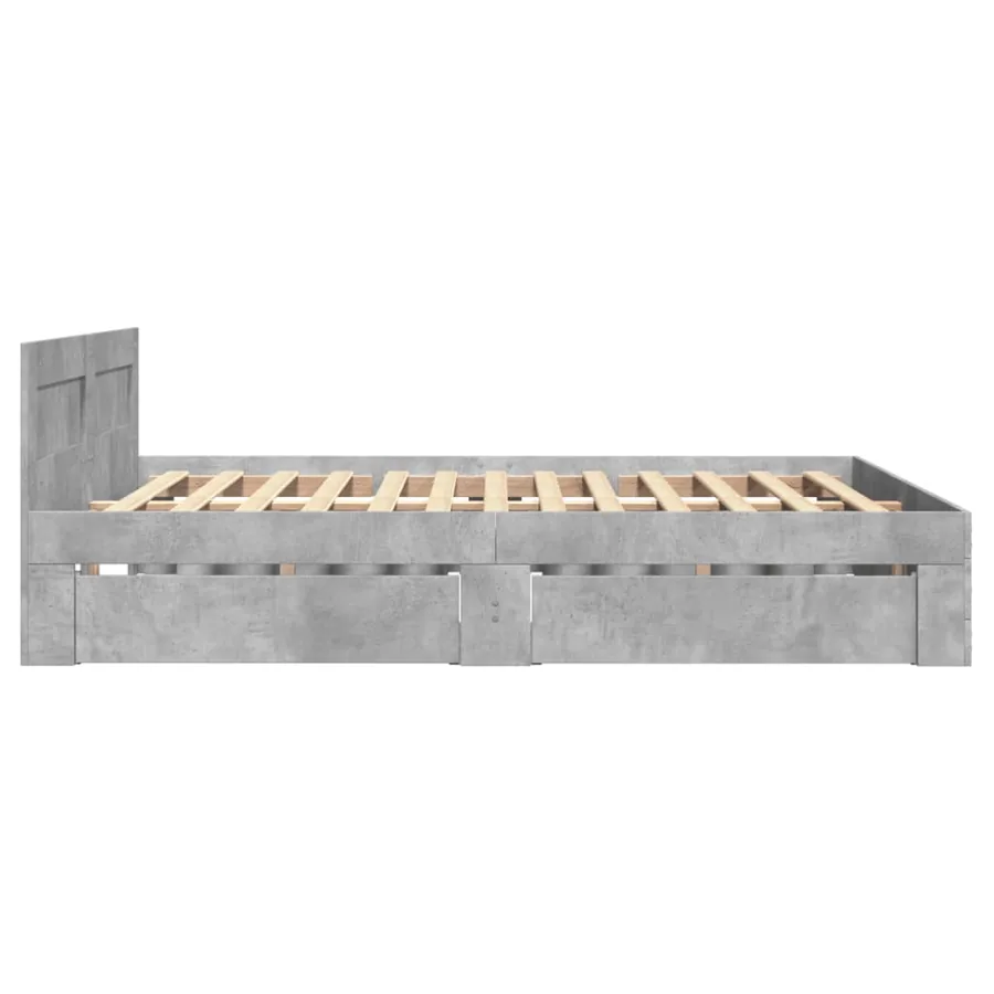 Cadre de lit et tête de lit sans matelas gris béton 120x190 cm - 6
