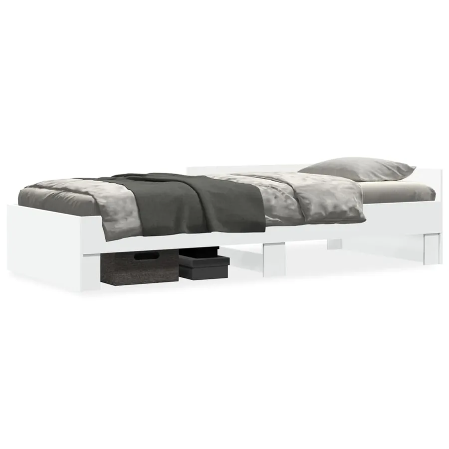 Cadre de lit sans matelas blanc 75x190 cm bois d'ingénierie - 2